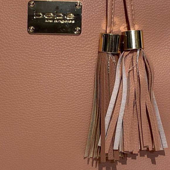 Bebe Women's Tasseled Gold Hardware Handbag In Pink Size Medium - Picture 2 of 11